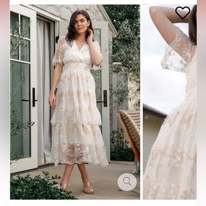 Baltic Born Cream Floral Midi Dress